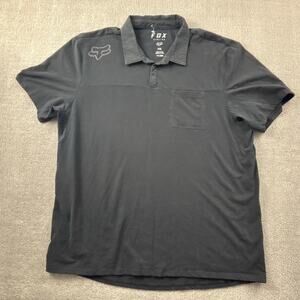 Fox Racing Polo Shirt Adult 2XL XXL Black Short Sleeve Casual Preppy Men's